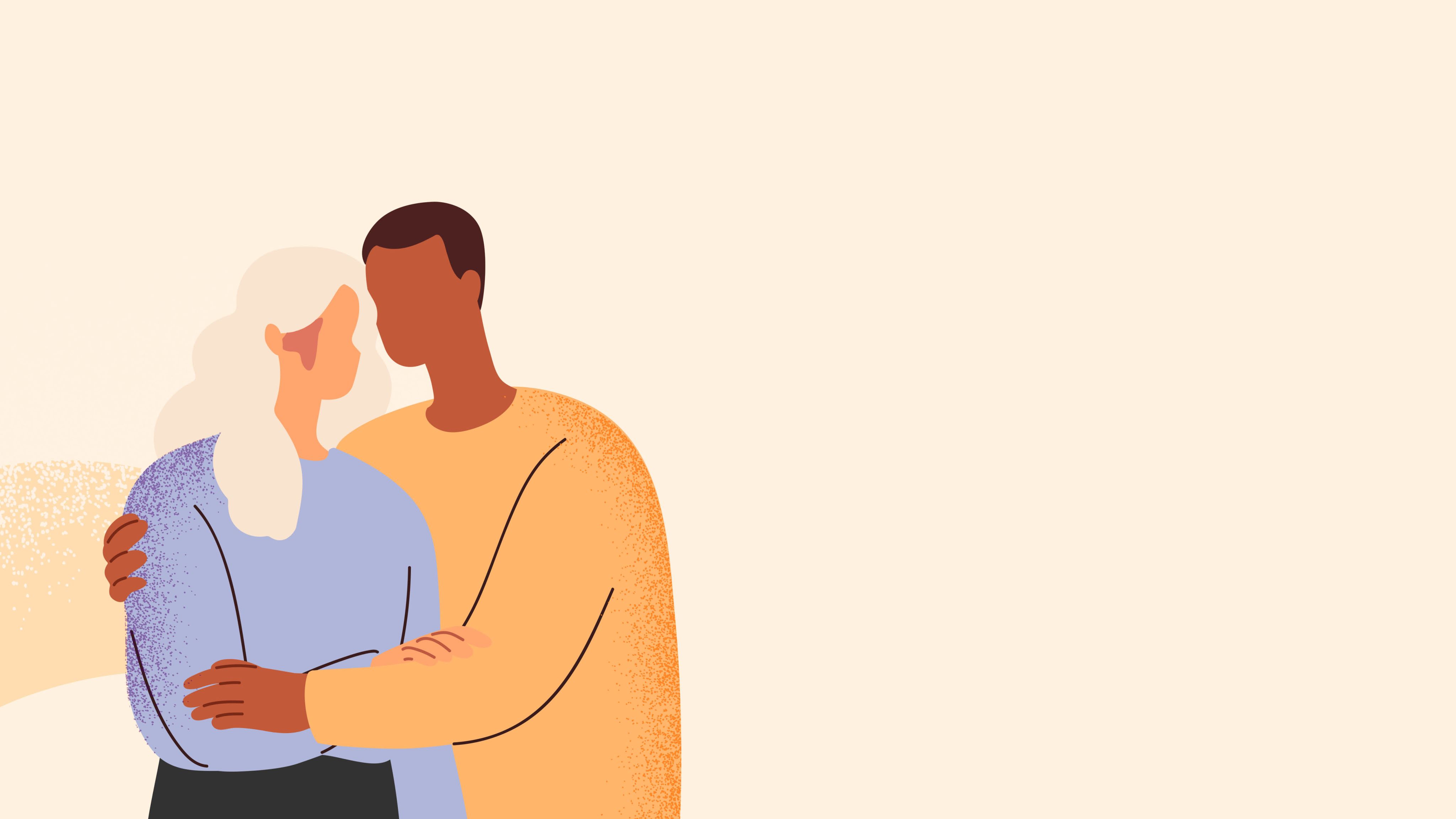Illustration of couple comforting each other