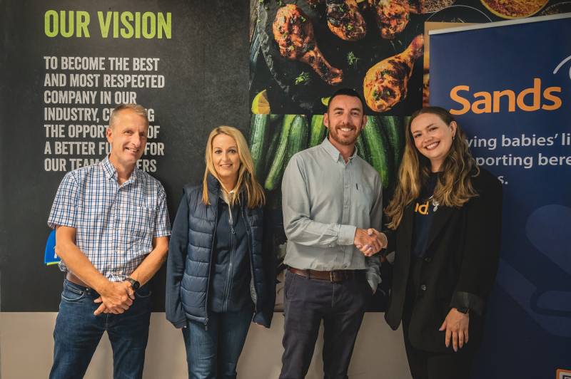 Moy Park’s Darren Thorpe, Mary McCann, Stephen Kerwood pictured with Chloë Brunton-Dunn, Corporate Partnerships Officer, Sands.