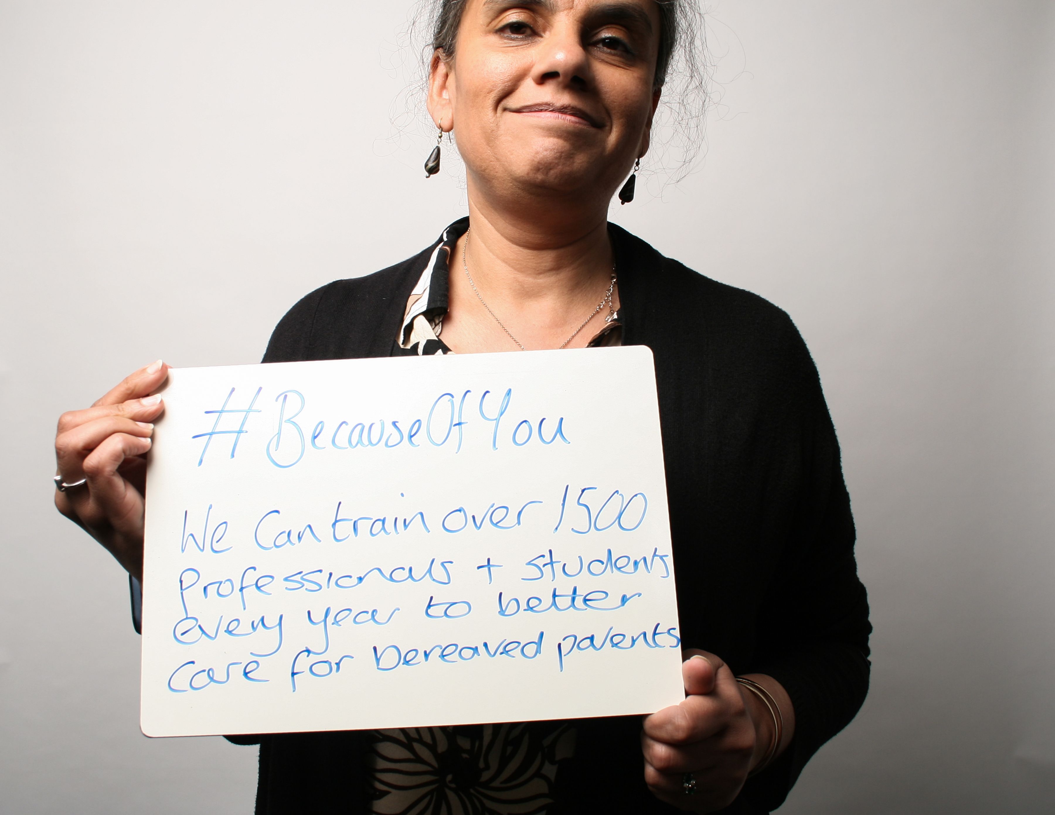 #BecauseOfYou We can train over 1500 professionals and students every year to better care for bereaved parents.