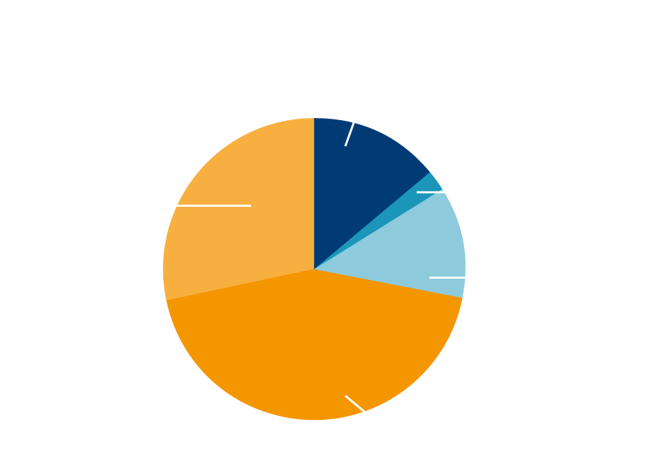 Split of income pie chart. Donations from supporters and Gift Aid 28 per cent. Government and statutory bodies 14 per cent. Training, membership and shop 2 per cent. Corporate Grants and Trusts 12 per cent. Fundraising events and activities 43 per cent .