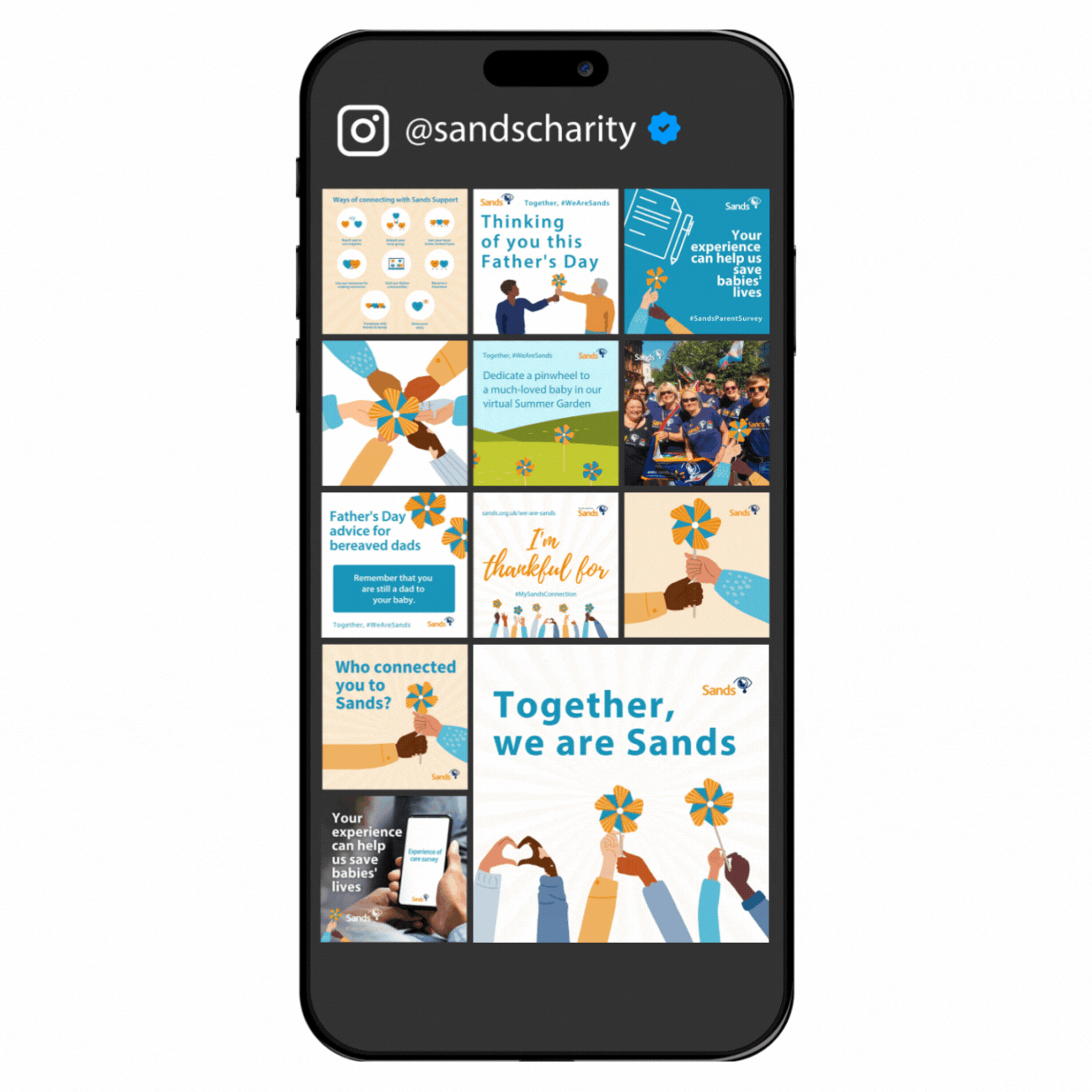 Sands Instagram Feed during Sands Awareness Month.