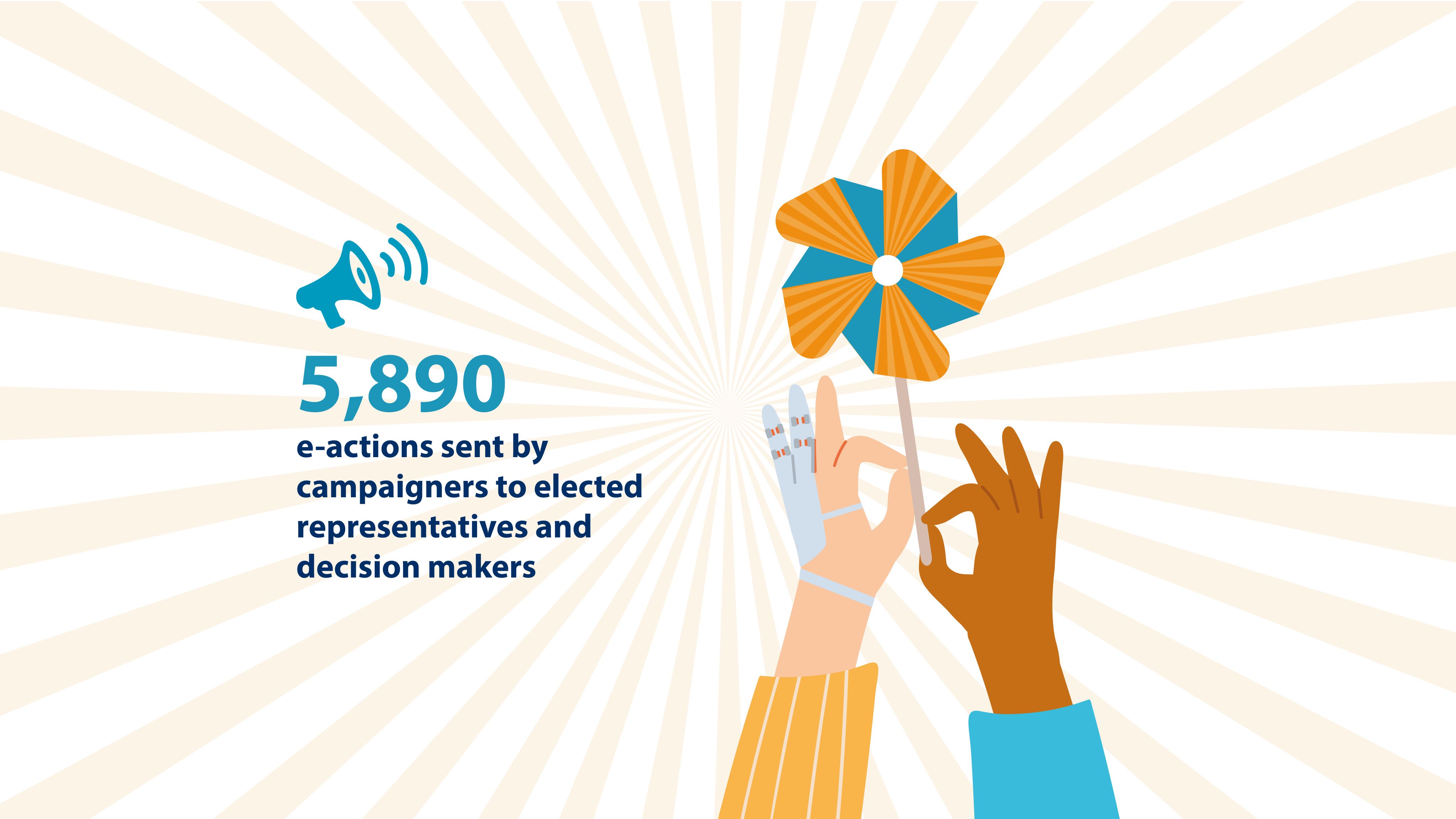 5890 e-actions sent by campaigners to elected representatives and decision makers
