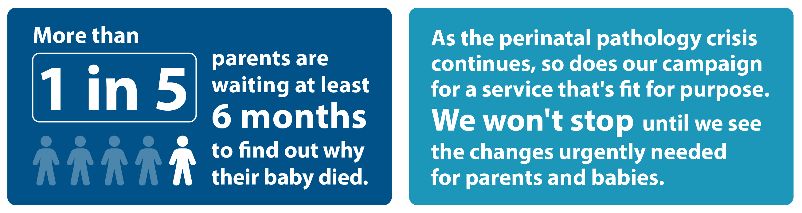 More than 1 in 5 parents are waiting at least six months to find out why their baby died.  As the perinatal pathology crisis continues, so does our campaign for a service that's fit for purpose. We won't stop until we see the changes urgently needed for parents and babies.