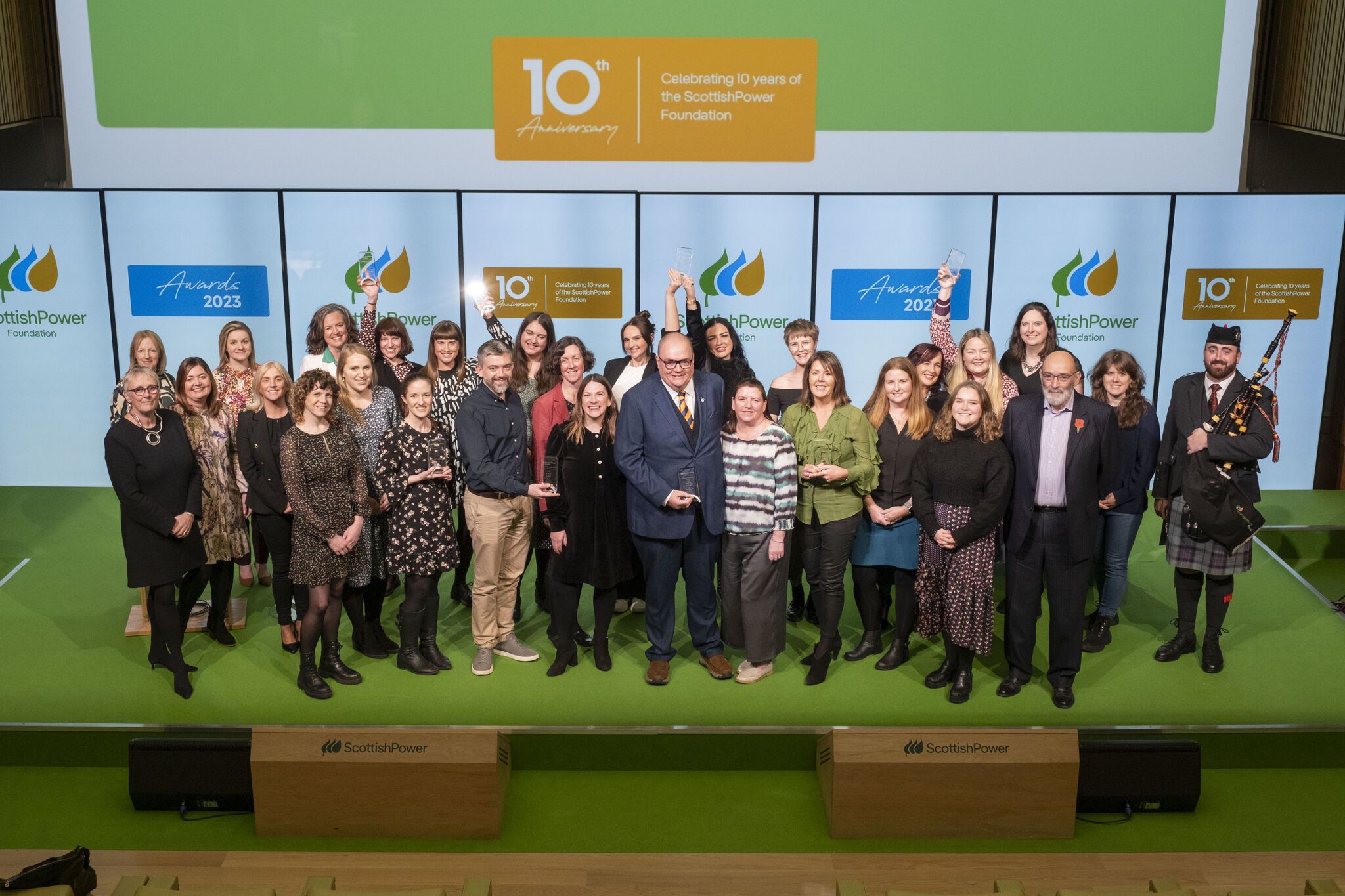 Peter Byrom standing alongside other nominees and winners at the ScottishPower Foundation Awards.